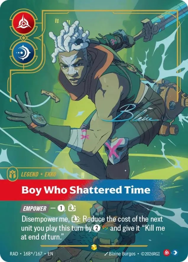 Ekko, Boy Who Shattered Time — Riftbound signature card RAD 168