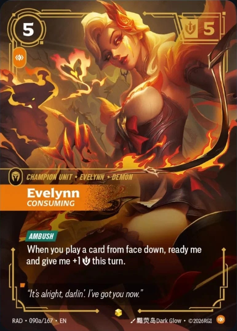 Evelynn, Consuming — Riftbound Showcase card RAD 090a