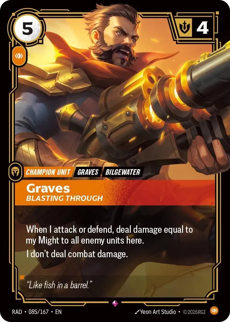 Graves, Blasting Through — Riftbound card RAD 085