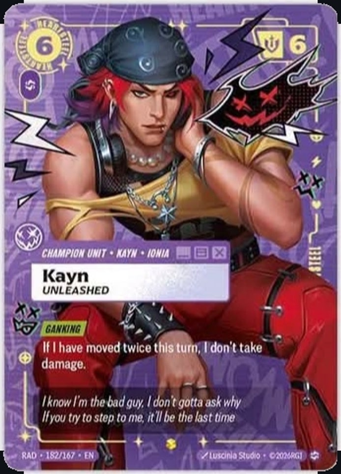 Kayn, Unleashed — Riftbound overnumbered card RAD 182