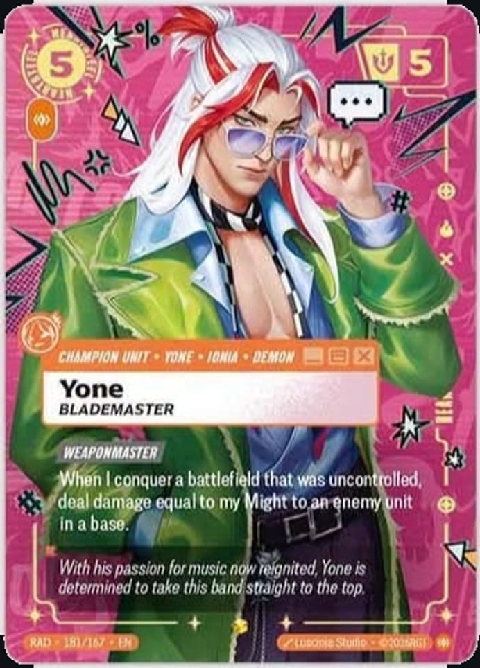 Yone, Blademaster — Riftbound overnumbered card RAD 181