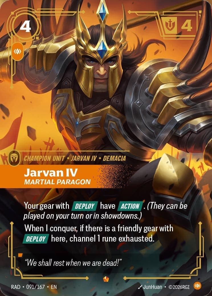 Jarvan IV, Martial Paragon — Riftbound Epic card RAD 091