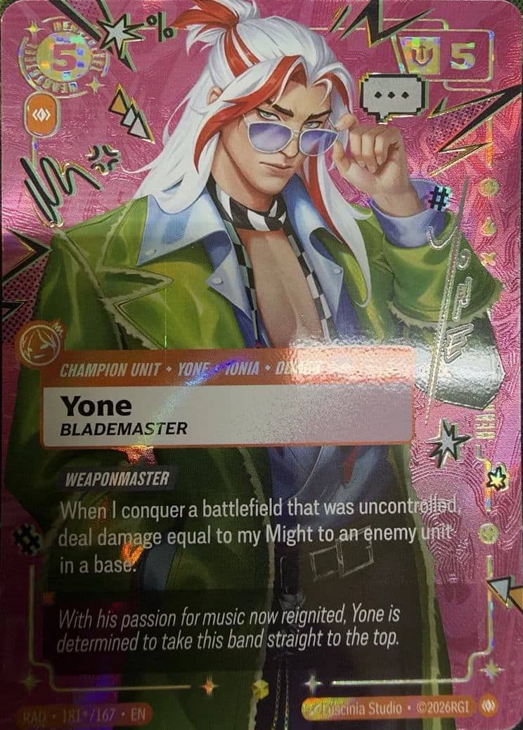 Yone, Blademaster — Riftbound signature card RAD 181
