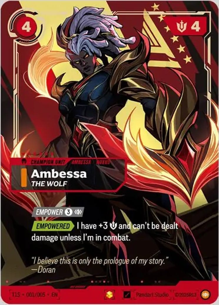 Ambessa, The Wolf — Riftbound promo card T1S 001
