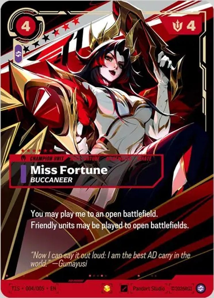 Miss Fortune, Buccaneer — Riftbound promo card T1S 004