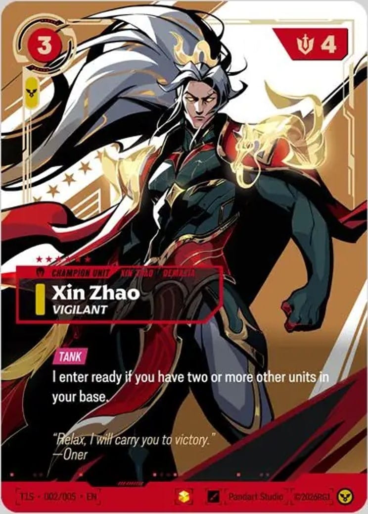 Xin Zhao, Vigilant — Riftbound promo card T1S 002